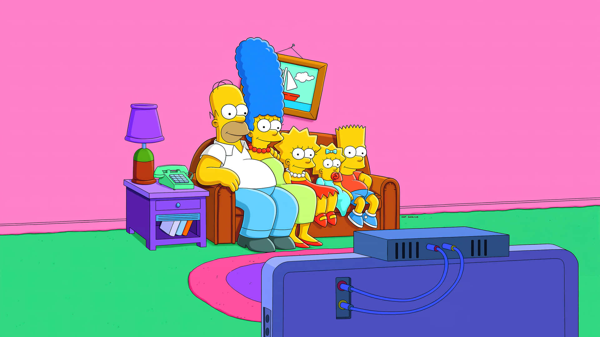 Hålldin Dator Säker Och Rolig Med En The Simpsons-temalagd Bakgrundsbild. Wallpaper