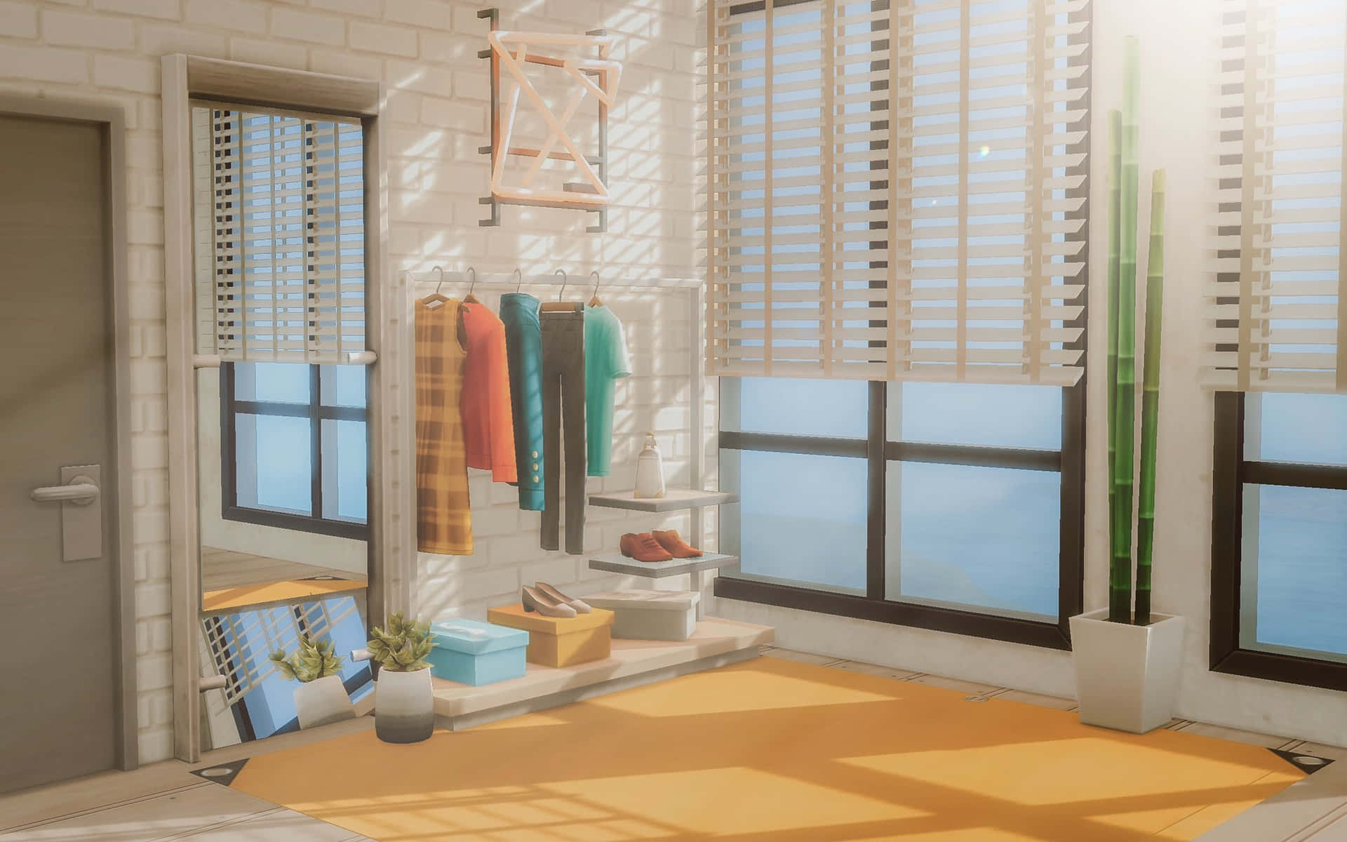 Digitalt billede Dressing Room Sims 4 Cas baggrund: Kontroller en virtuel skabning med dette fantastiske baggrundsbillede!