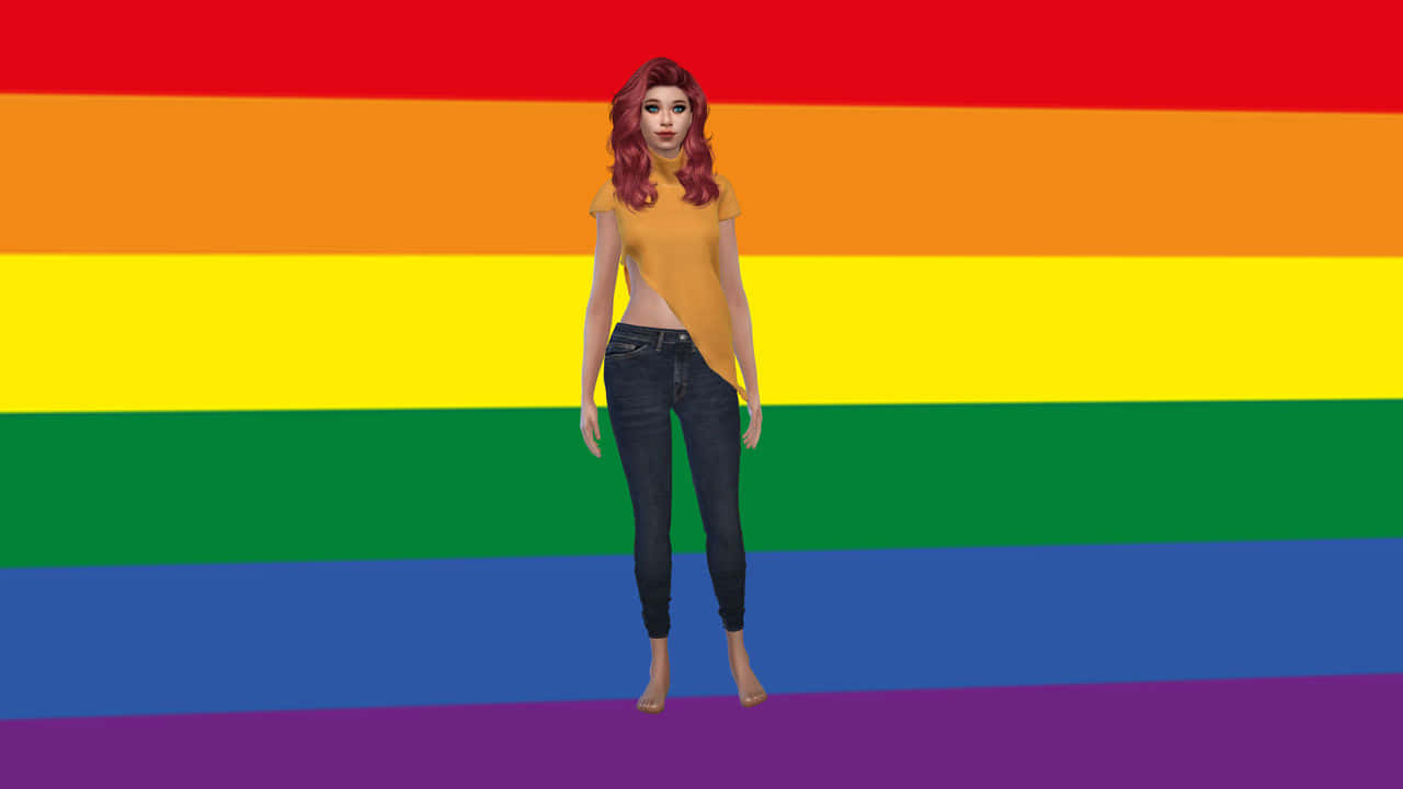 Striscedell'arcobaleno Sfondo Per Il Creatore Di Sim Di The Sims 4