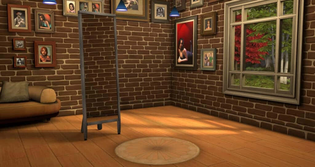 Ziegelwandwohnzimmer Sims 4 Cas Hintergrund