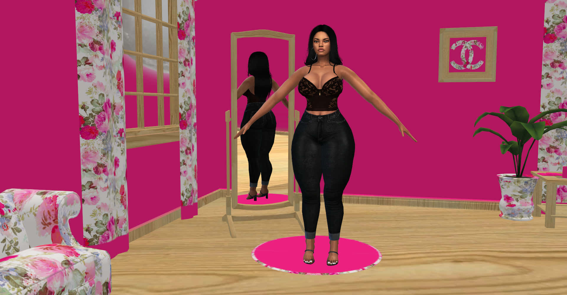 Pink Girly Tema Sims 4 Cas Baggrund: