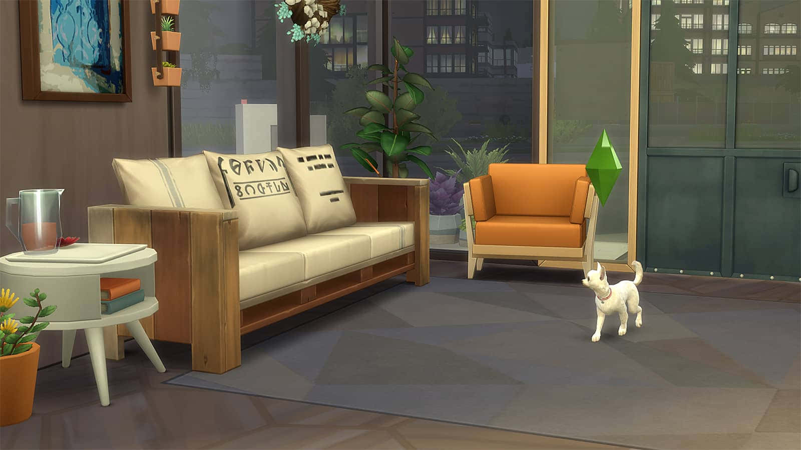 Sfondodel Cas Di Sims 4 Con Gatto Nel Salotto