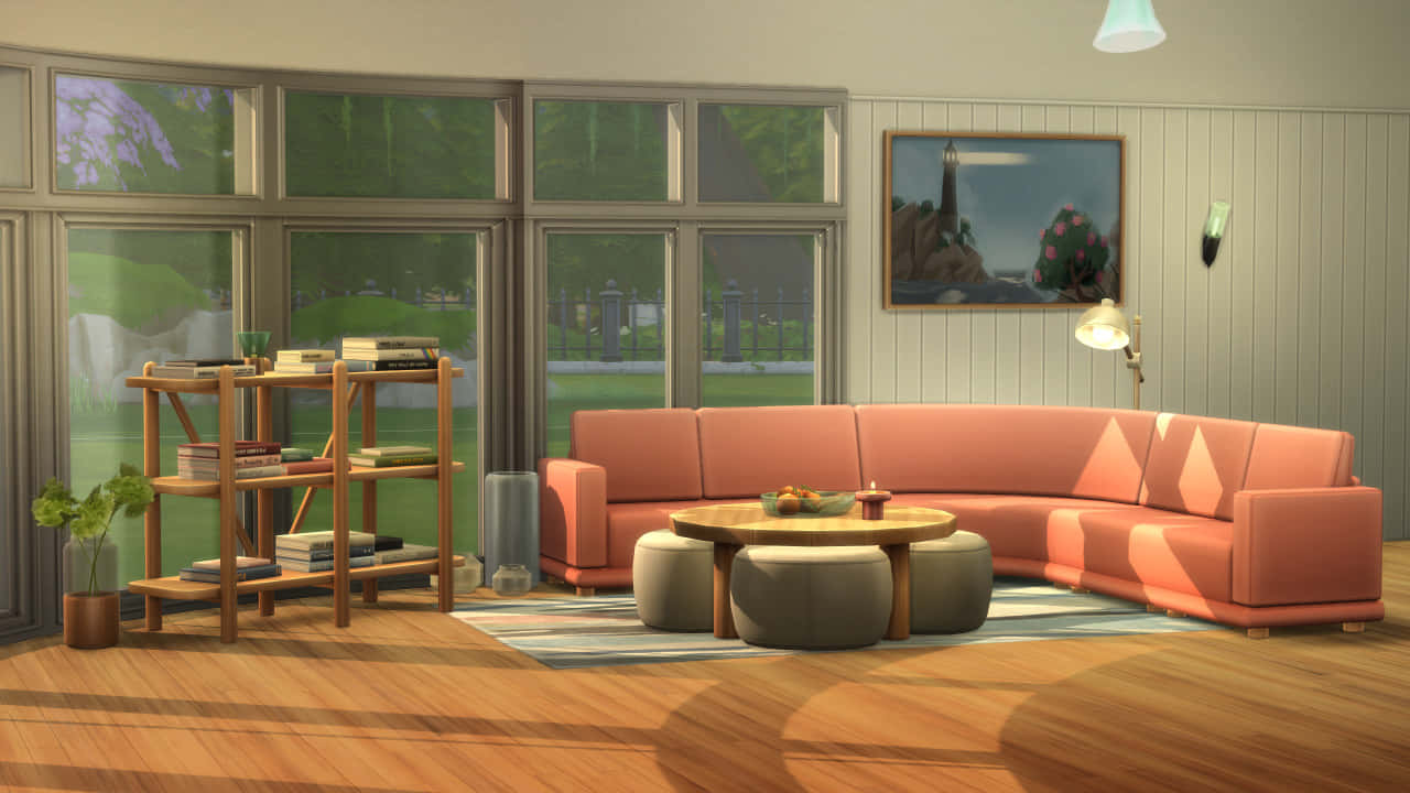 Cozy Living Room Sims 4 Cas Background