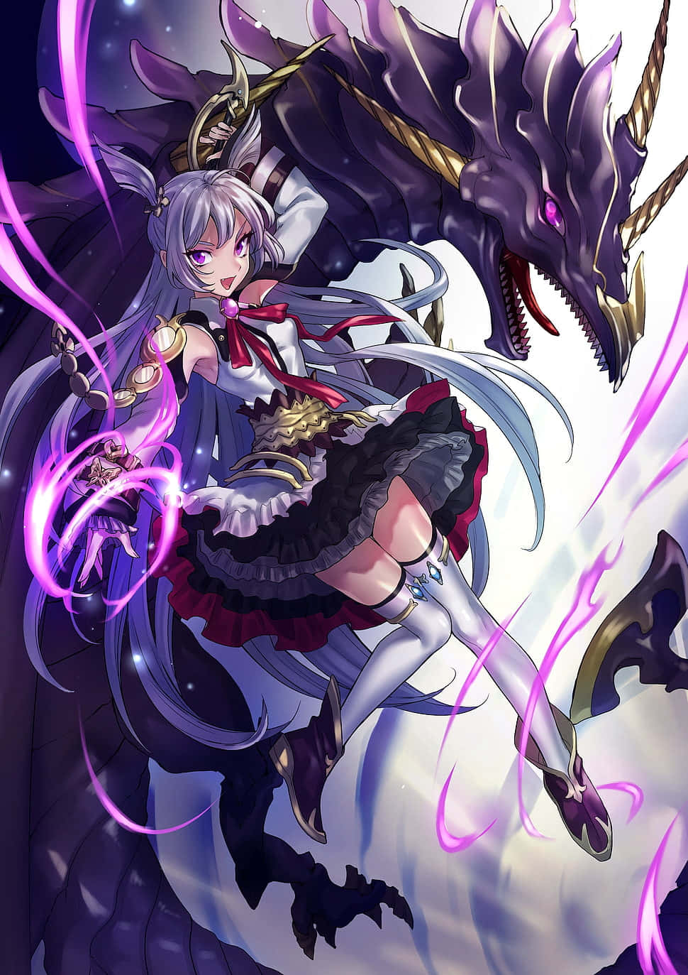 Sincere Magician Viatis With Purple Dragon Anime Wallpaper
