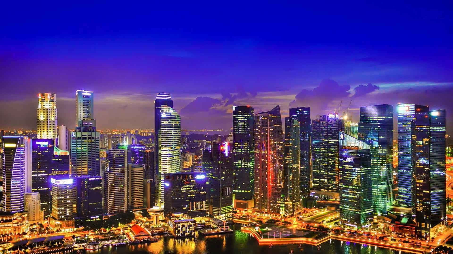 Faszinierenderblick Auf Die Innenstadt Von Singapur