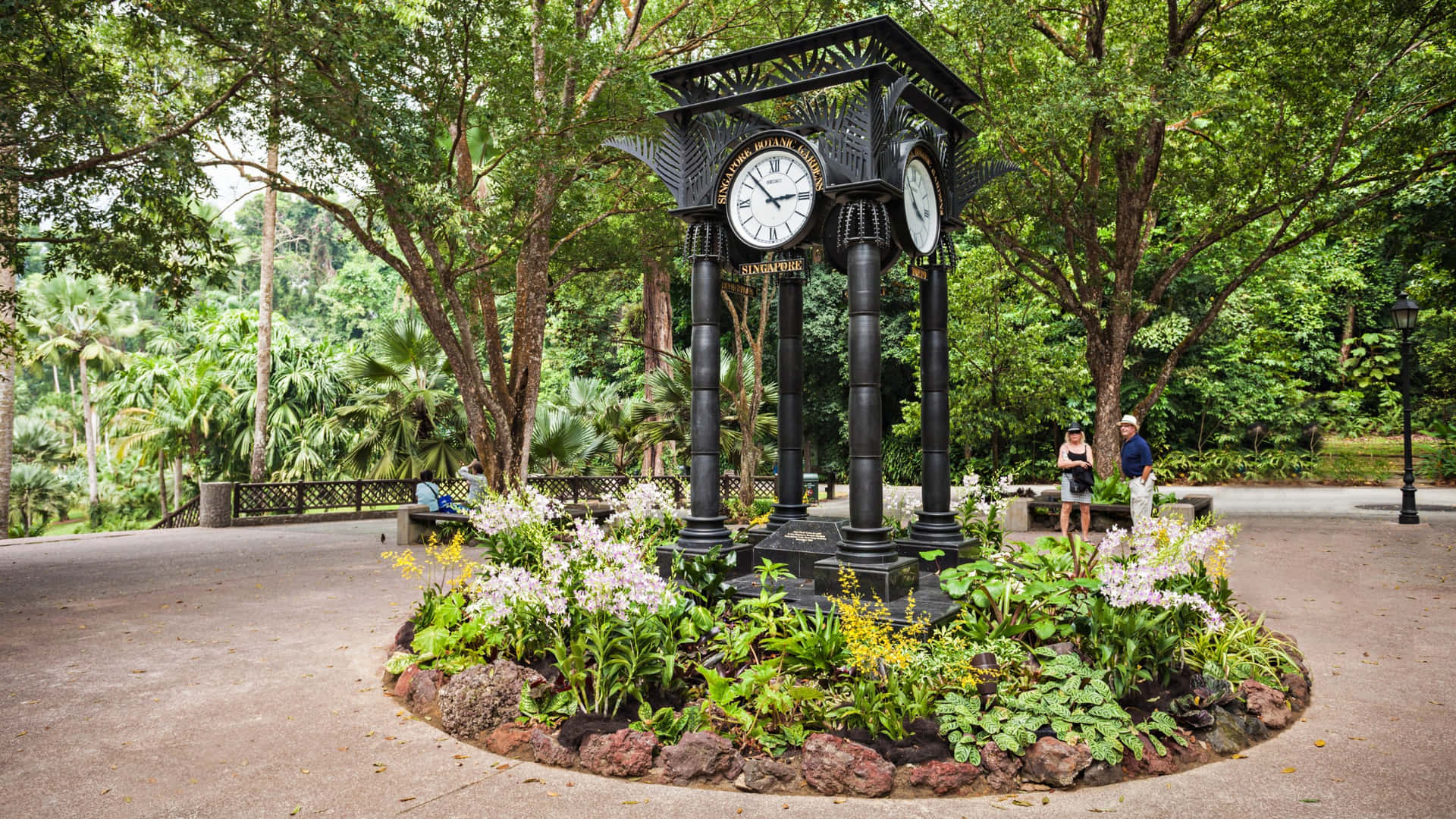 Tour De L'horloge Des Jardins Botaniques De Singapour Fond d'écran