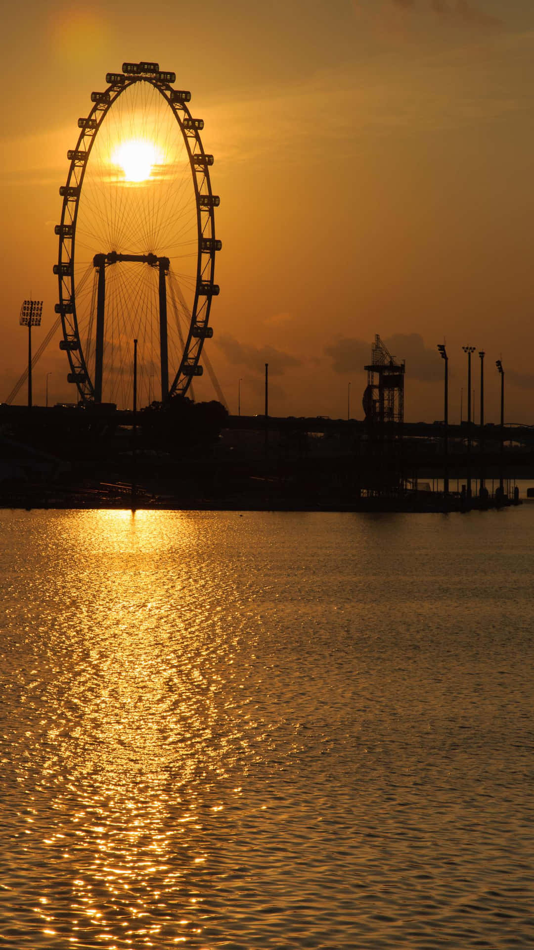 Singapore Flyer Sunset Silhouette Wallpaper