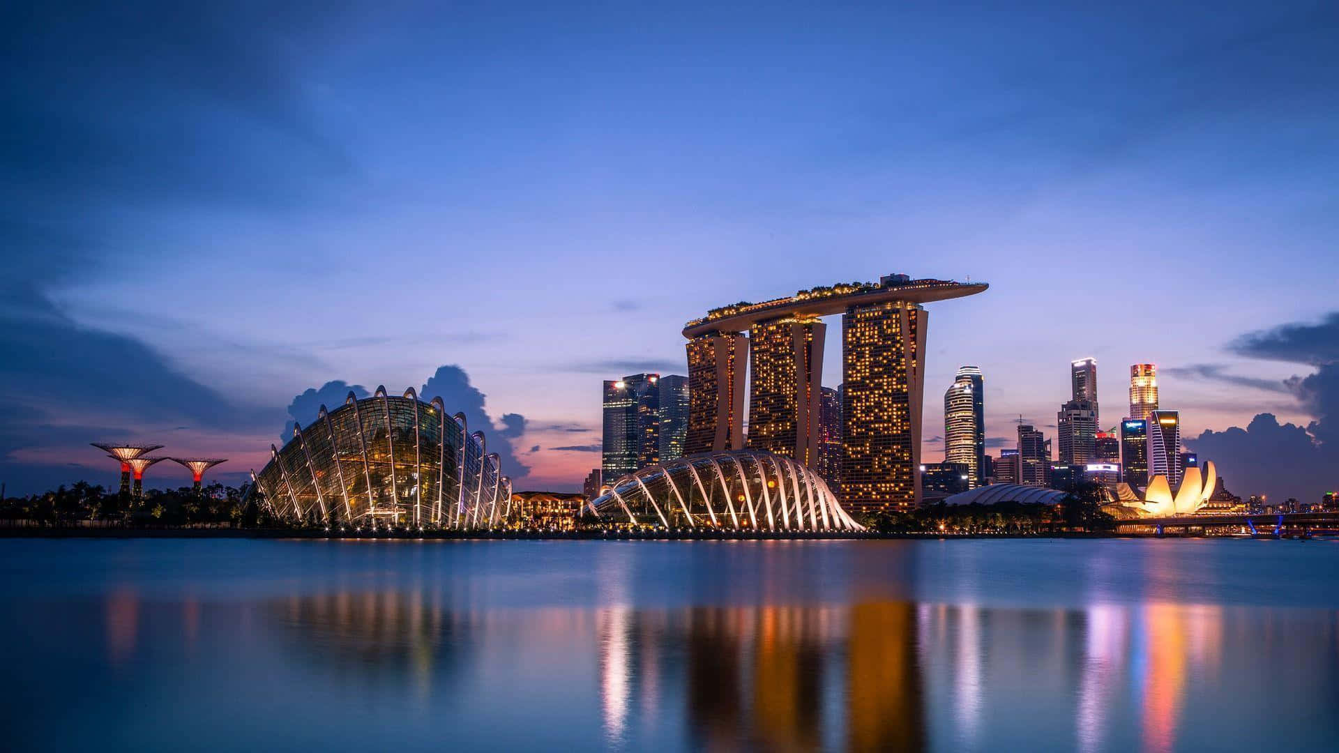 Impresionantevista Del Moderno Horizonte De Singapur.
