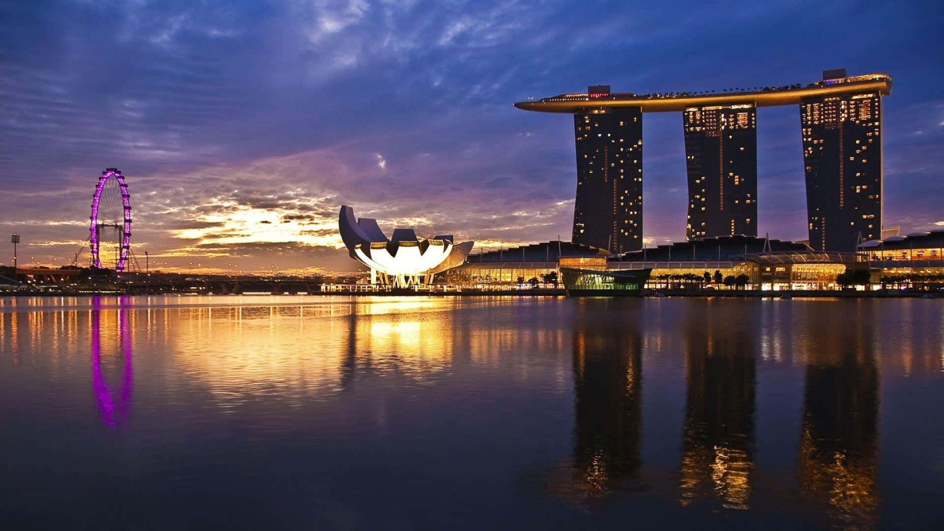 Enchanting Singapore Skyline At Dusk