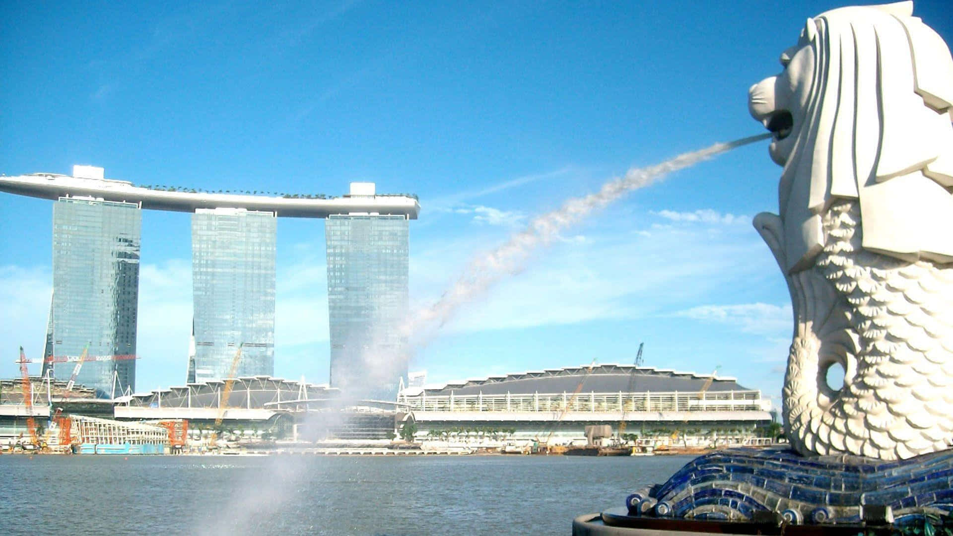 Njutav Den Ikoniska Stadssiluetten I Singapore