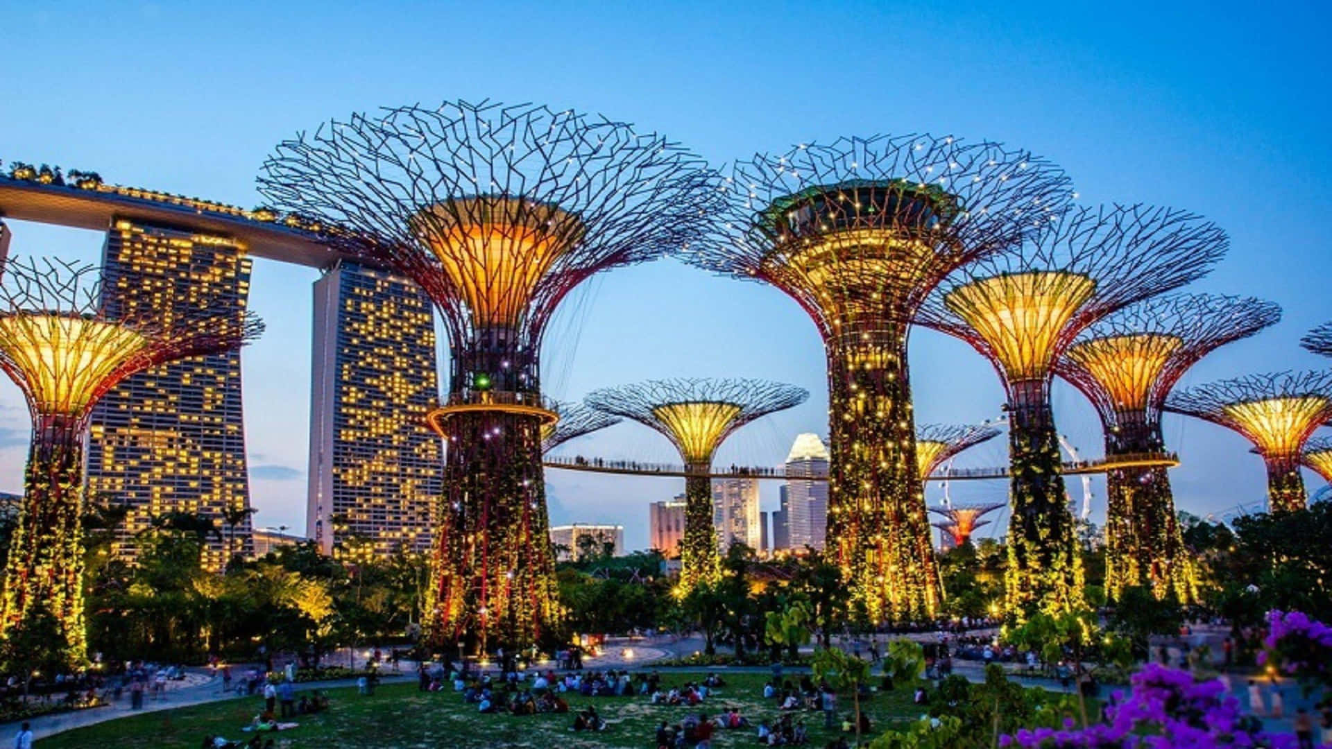 Nydeden Smukke Skyline Af Singapore.