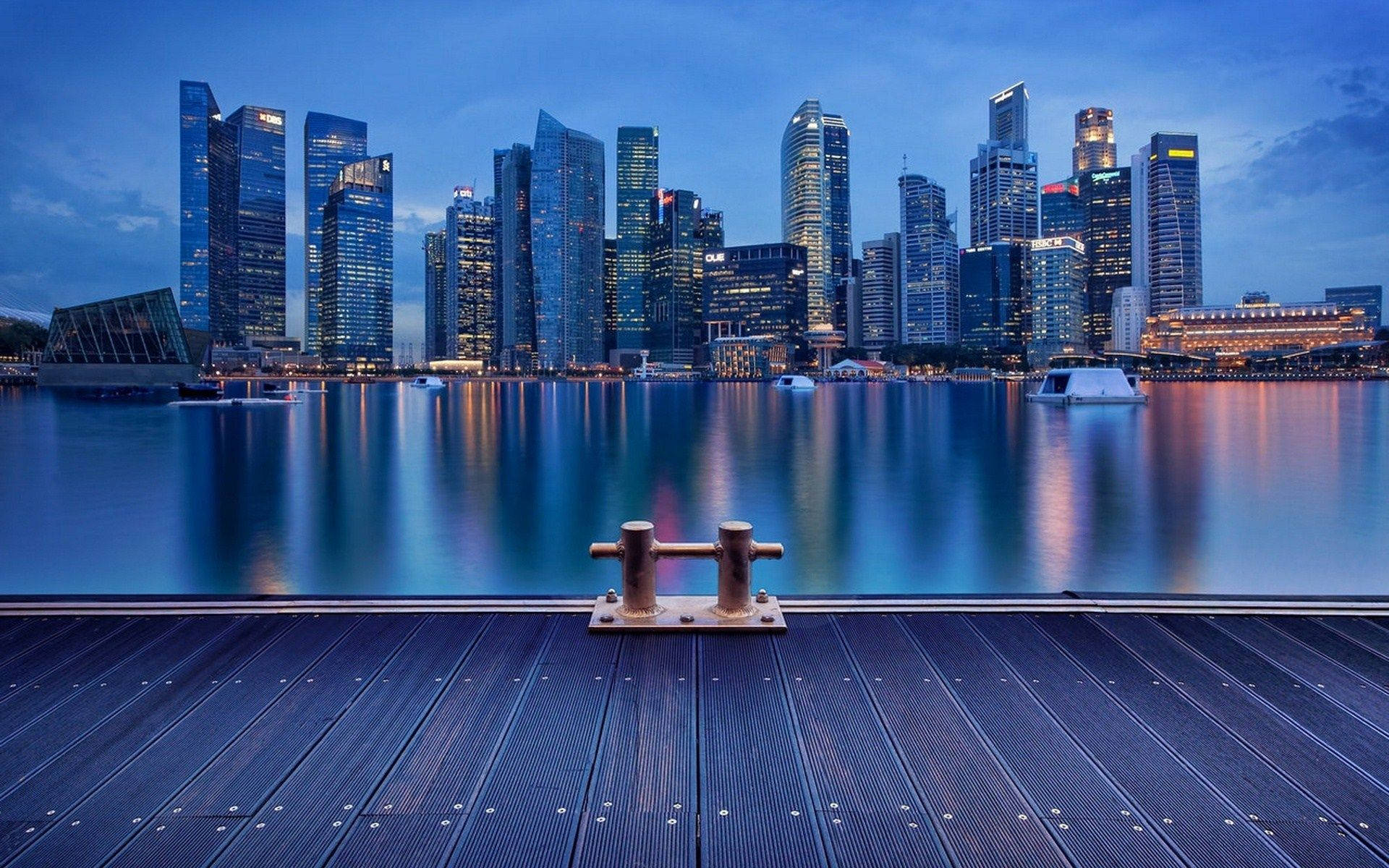 Singapore Skyline And River City Background Wallpaper
