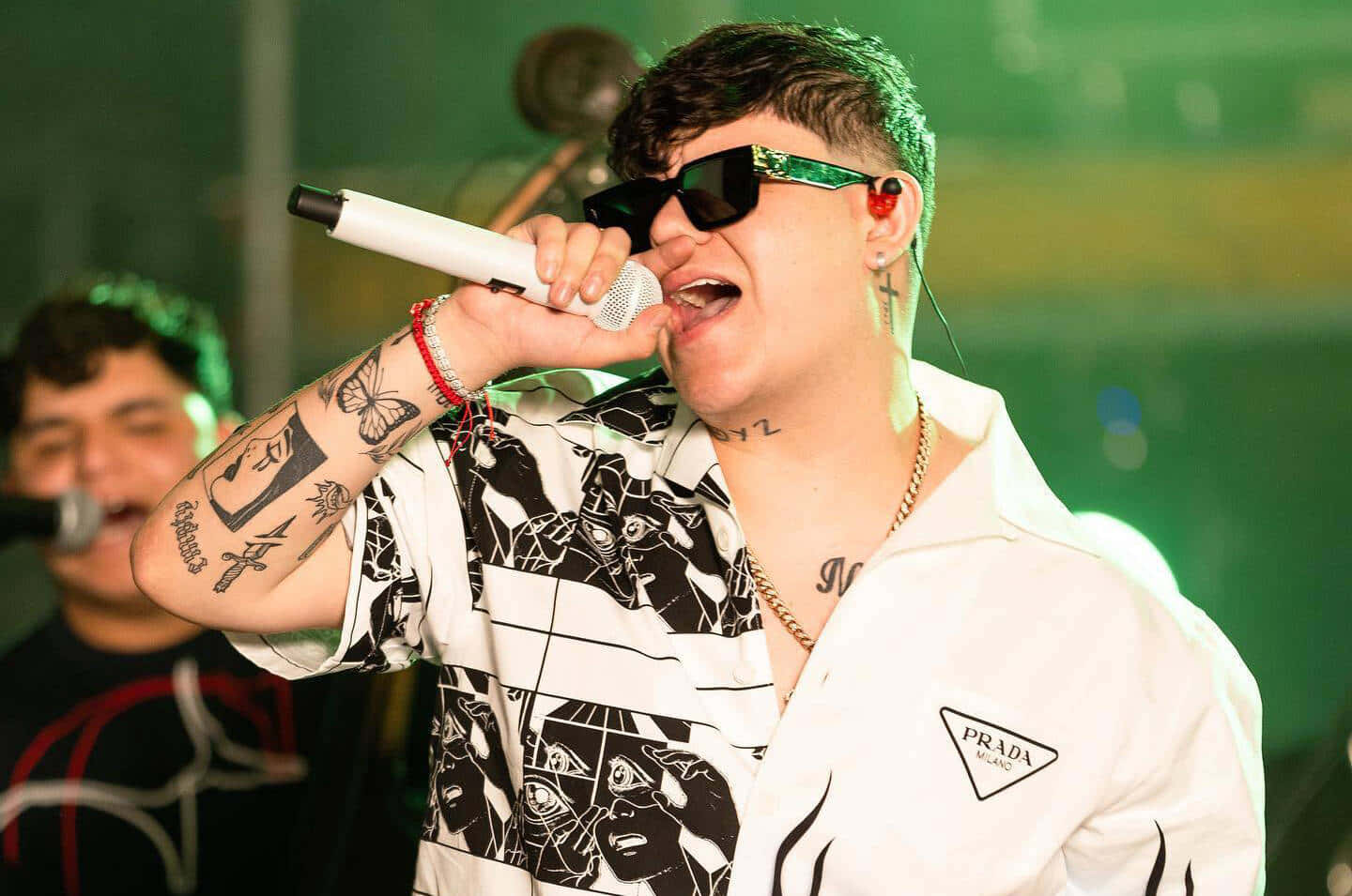 Singer Performance Green Sunglasses Wallpaper