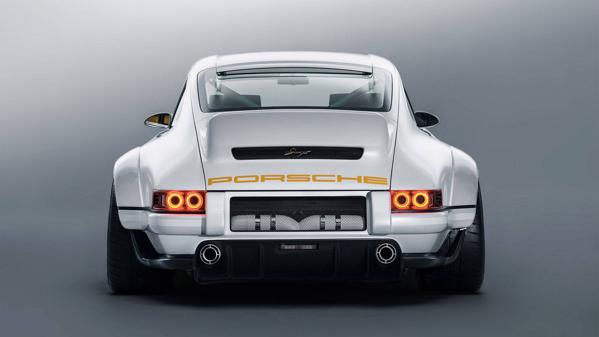 Exquisite Rear View of a White Singer Porsche Wallpaper