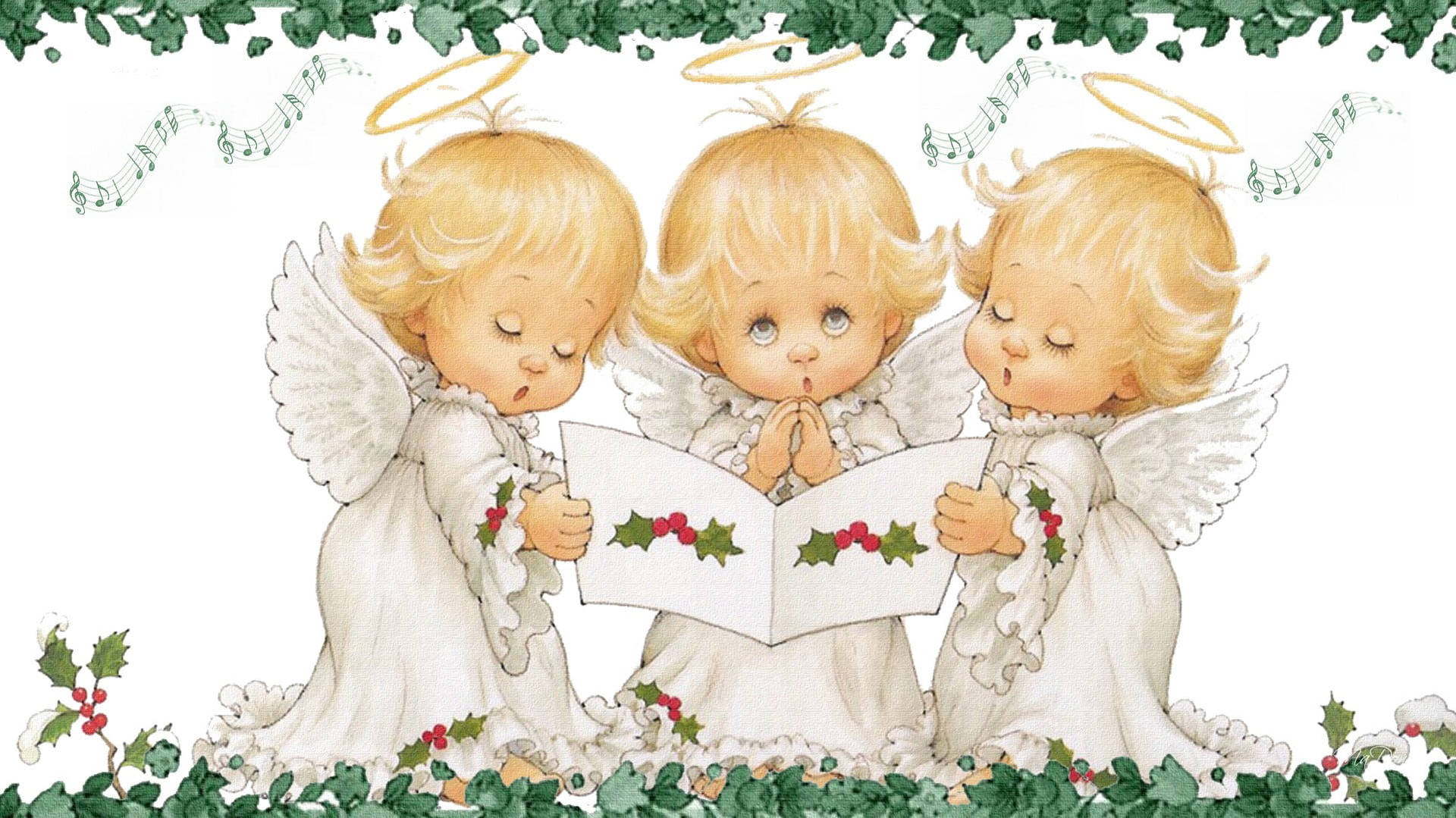 Joyful Harmony - Singing Christmas Angels Wallpaper