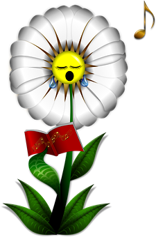 Singing Daisy Cartoon PNG