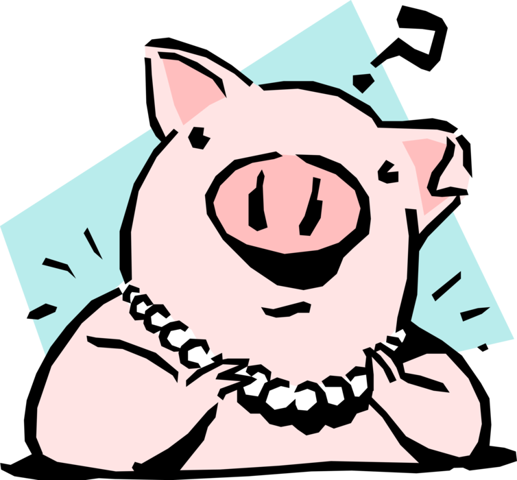 Singing Pig Cartoon Illustration PNG