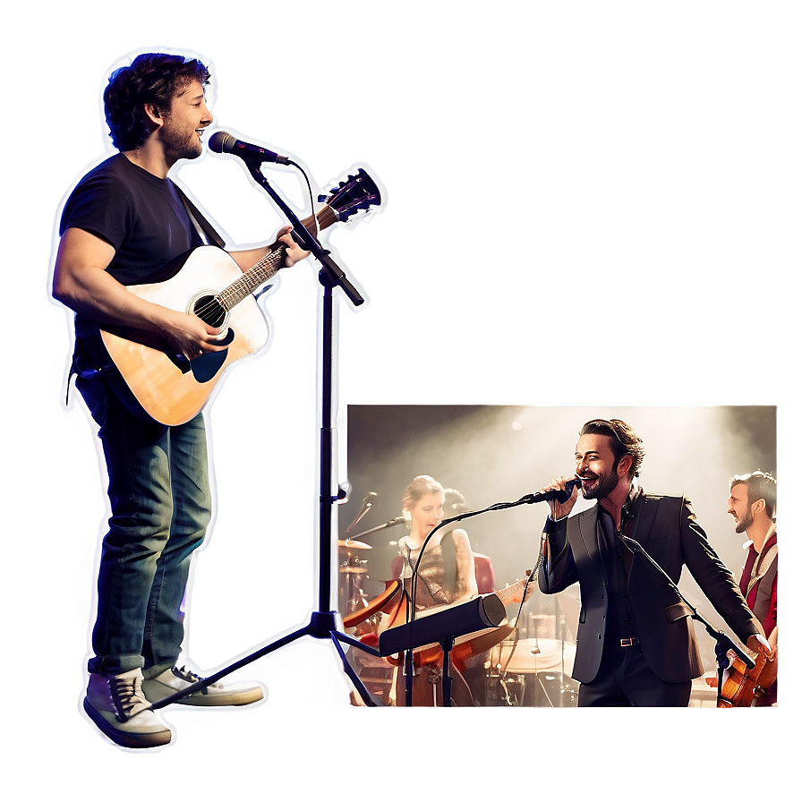 Singing With Microphone Stand Png 06202024 PNG