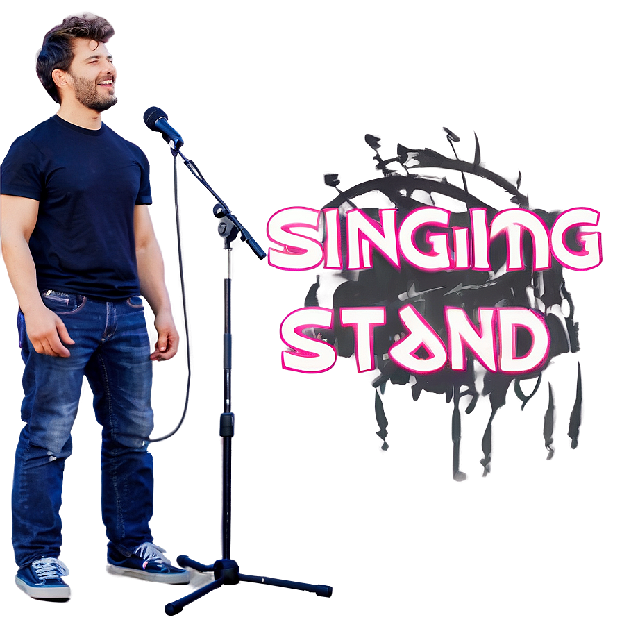 Singing With Microphone Stand Png Kyv44 PNG