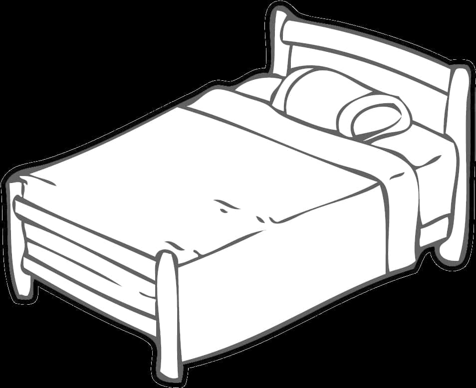 Single Bed Line Art PNG