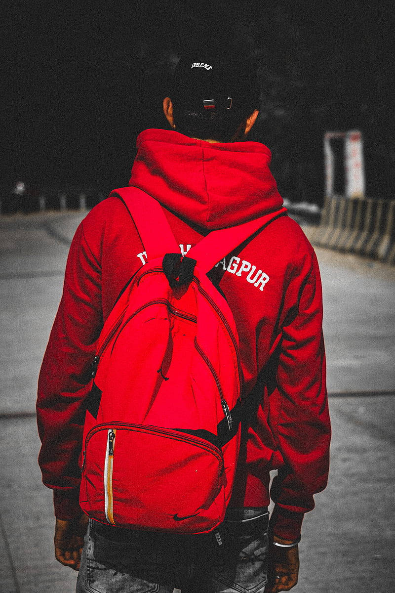 Single Boy Red Bag Jacket Wallpaper