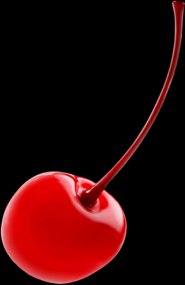 Single Cherry Black Background PNG