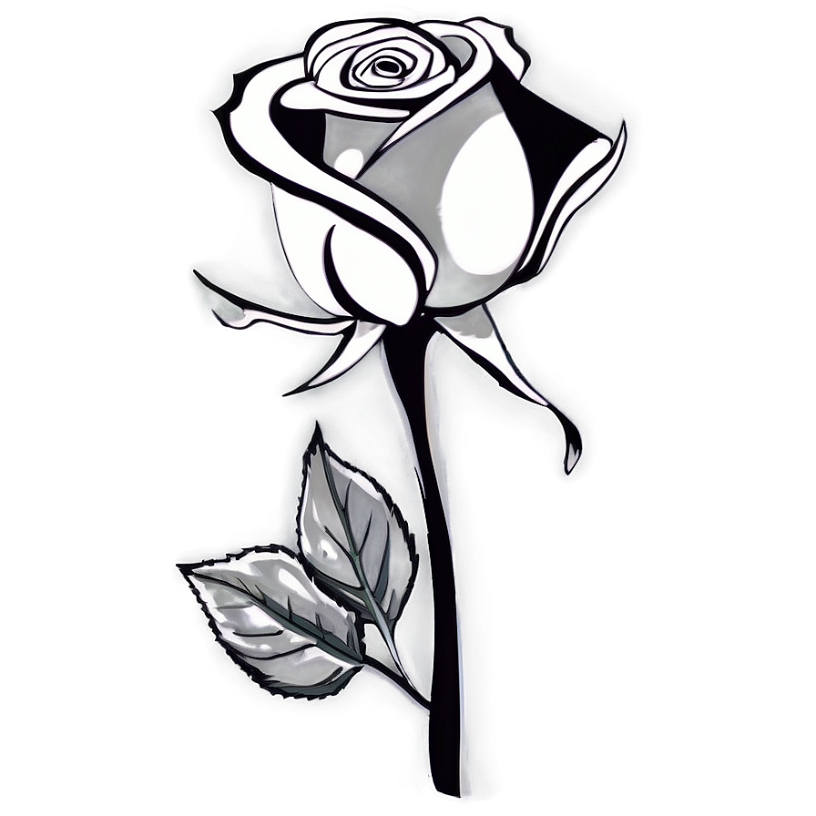 Single Rose Black And White Png 06132024 PNG