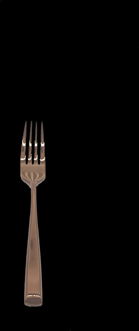 Single Stainless Steel Fork Black Background SVG