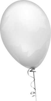 Single White Balloonwith String PNG