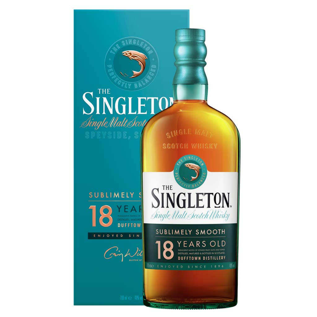 Bottiglia Di Whiskey Singleton Di Dufftown Di 18 Anni Sfondo