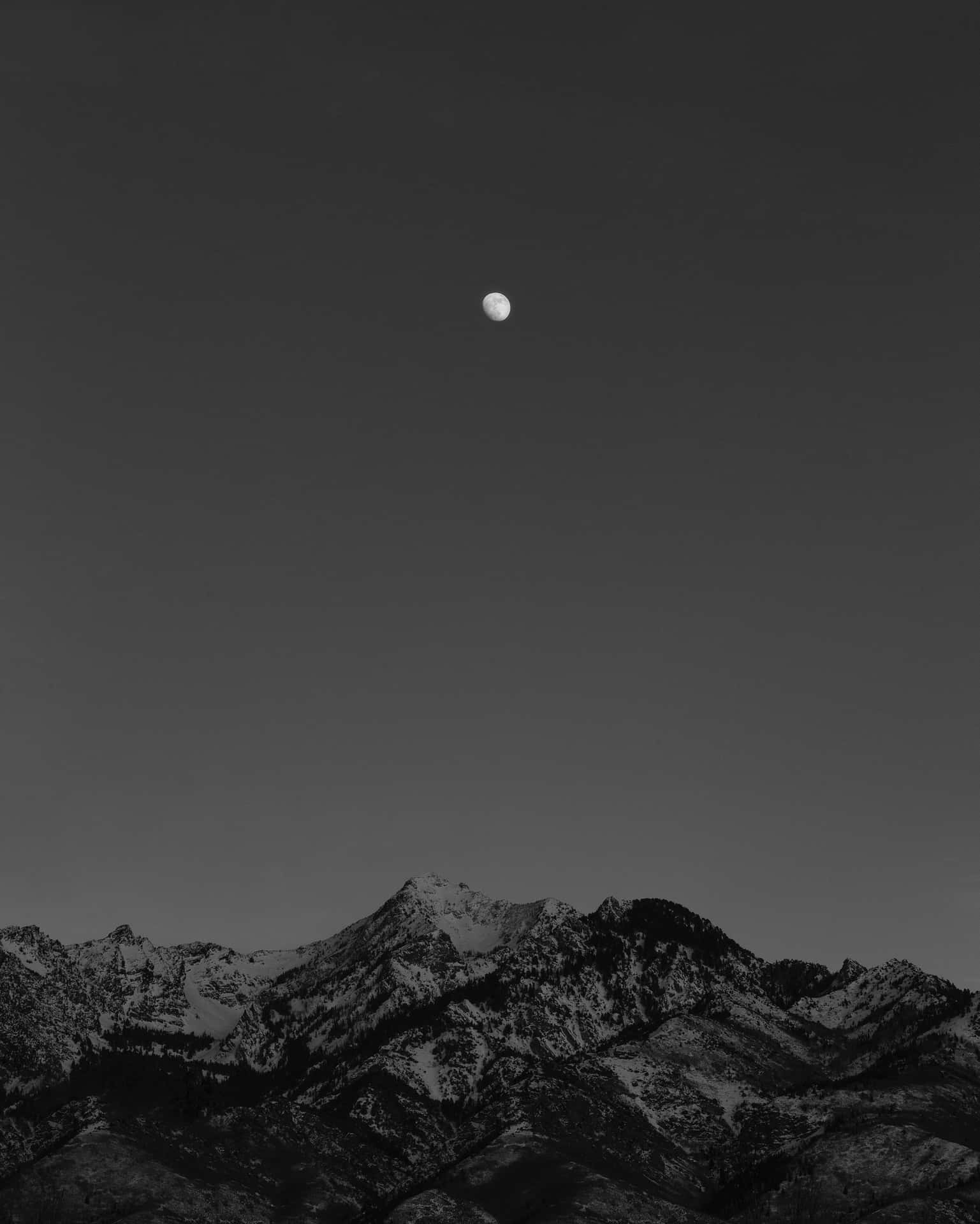 Download Singular Moon Over Mountains [wallpaper] Wallpaper ...