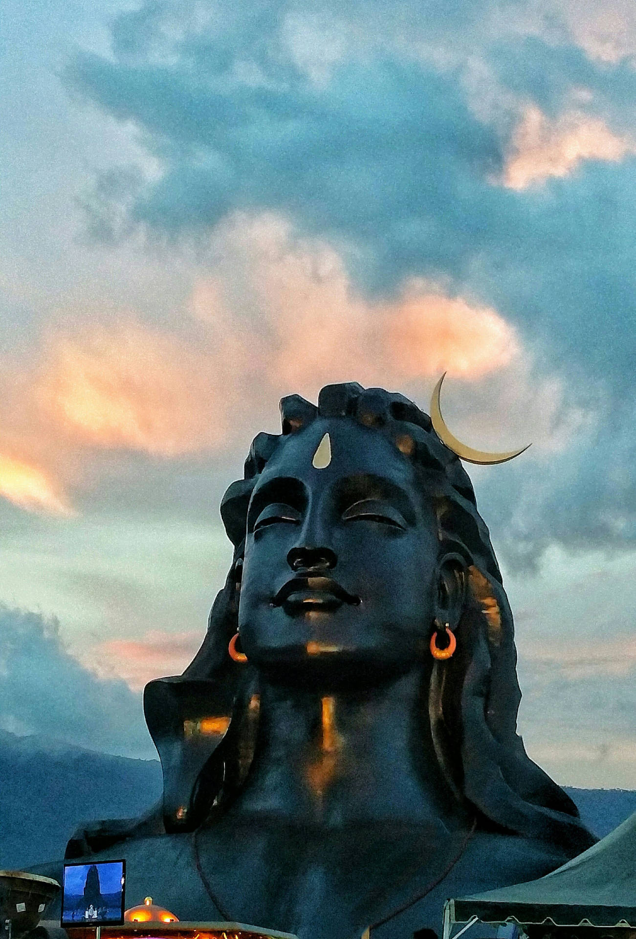 Sininen Oranssi Taivas Adiyogi 4k Taustakuva