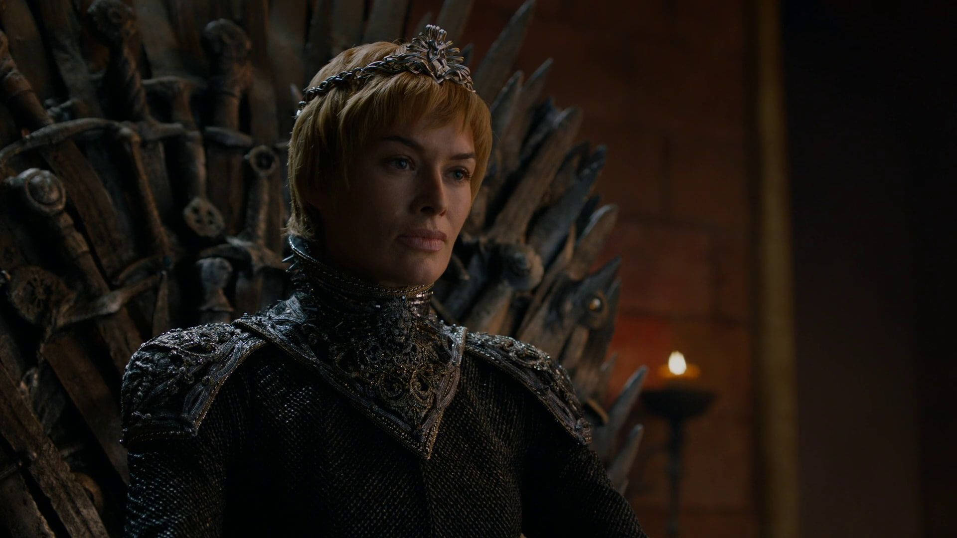 Sinister Cersei Lannister In Iron Throne Wallpaper