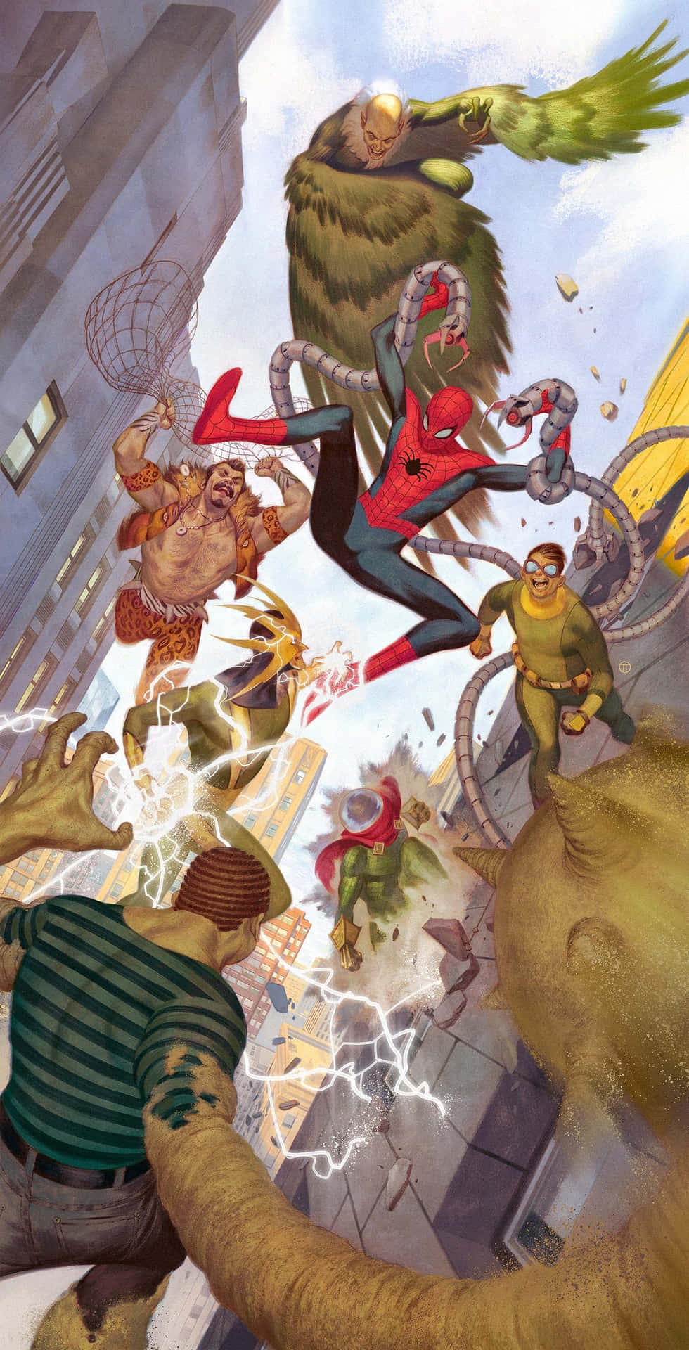 Caption: Sinister Six - Meet the Fearsome Foes of Spider-Man! Wallpaper