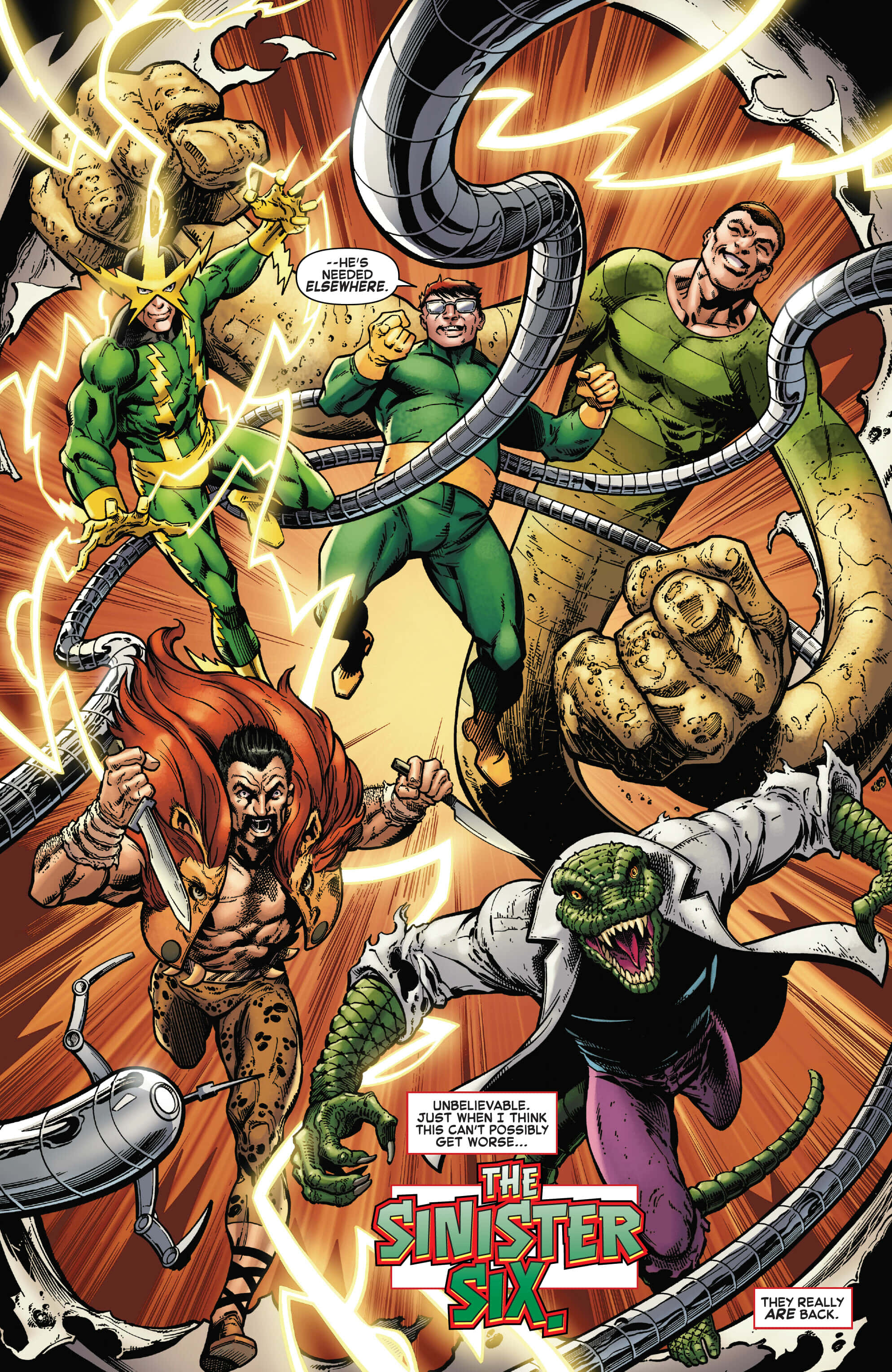 The Sinister Six assemble for battle in a thrilling confrontation Wallpaper