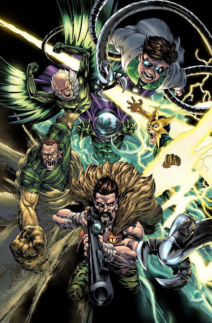 The Sinister Six in Action Wallpaper