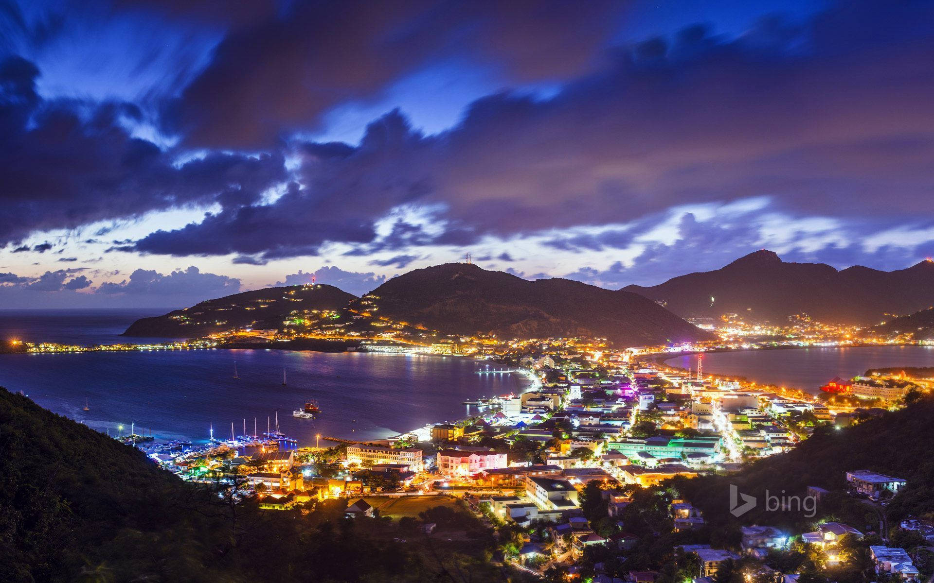 Sint Maarten Cityscape At Night Wallpaper
