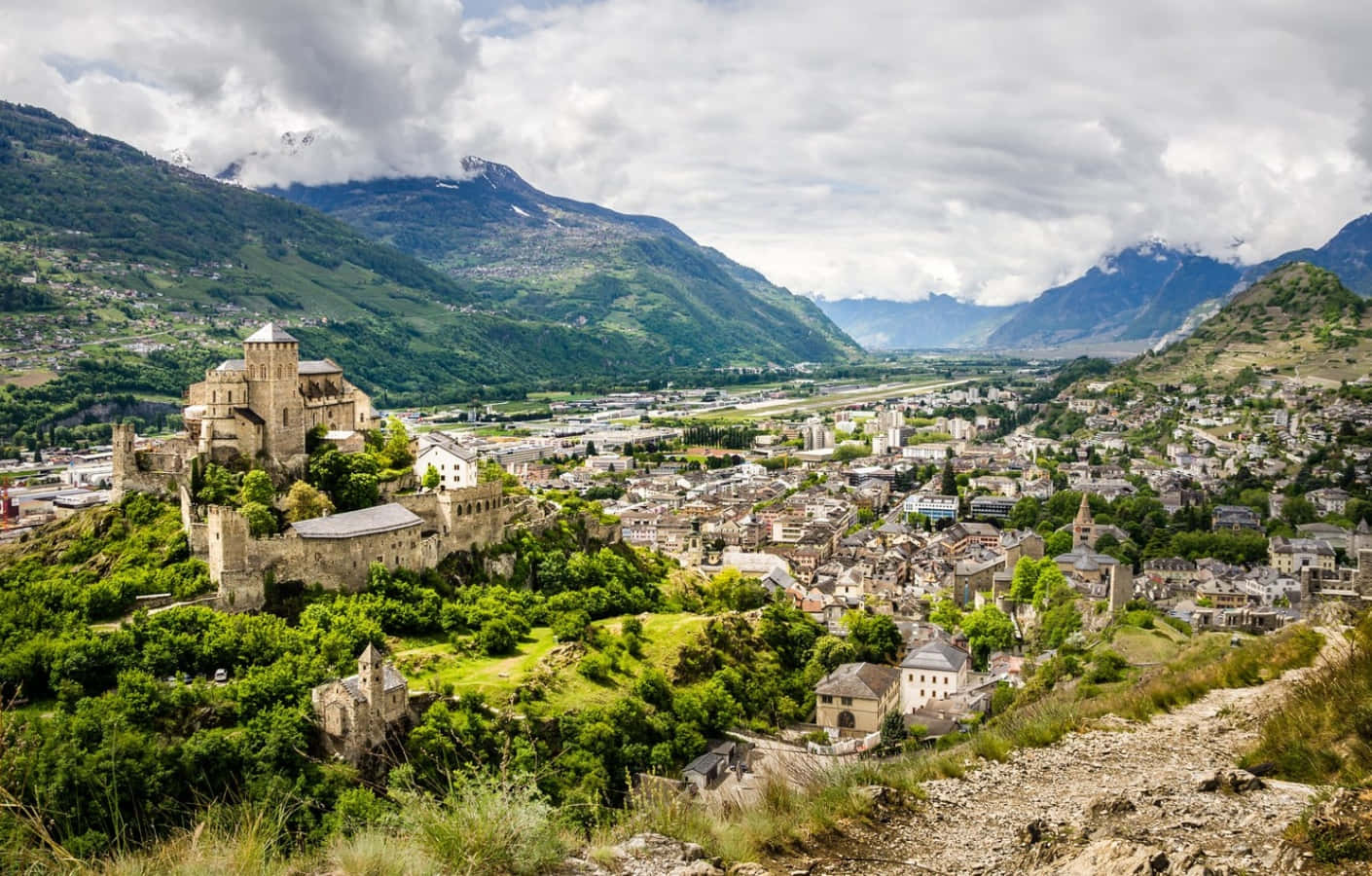 Sion Switzerland Historic Castle Valere Basilica Wallpaper