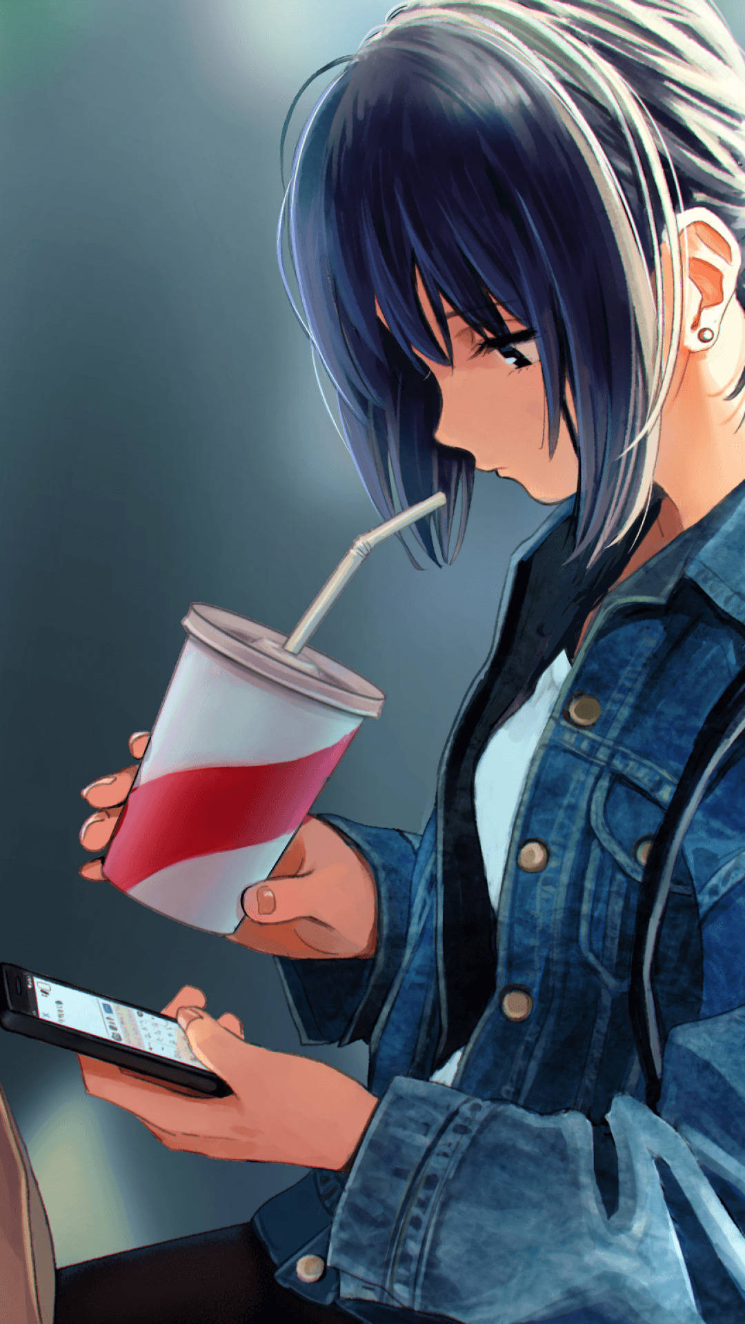 Download Sipping Cute Anime Girl Iphone Wallpaper 