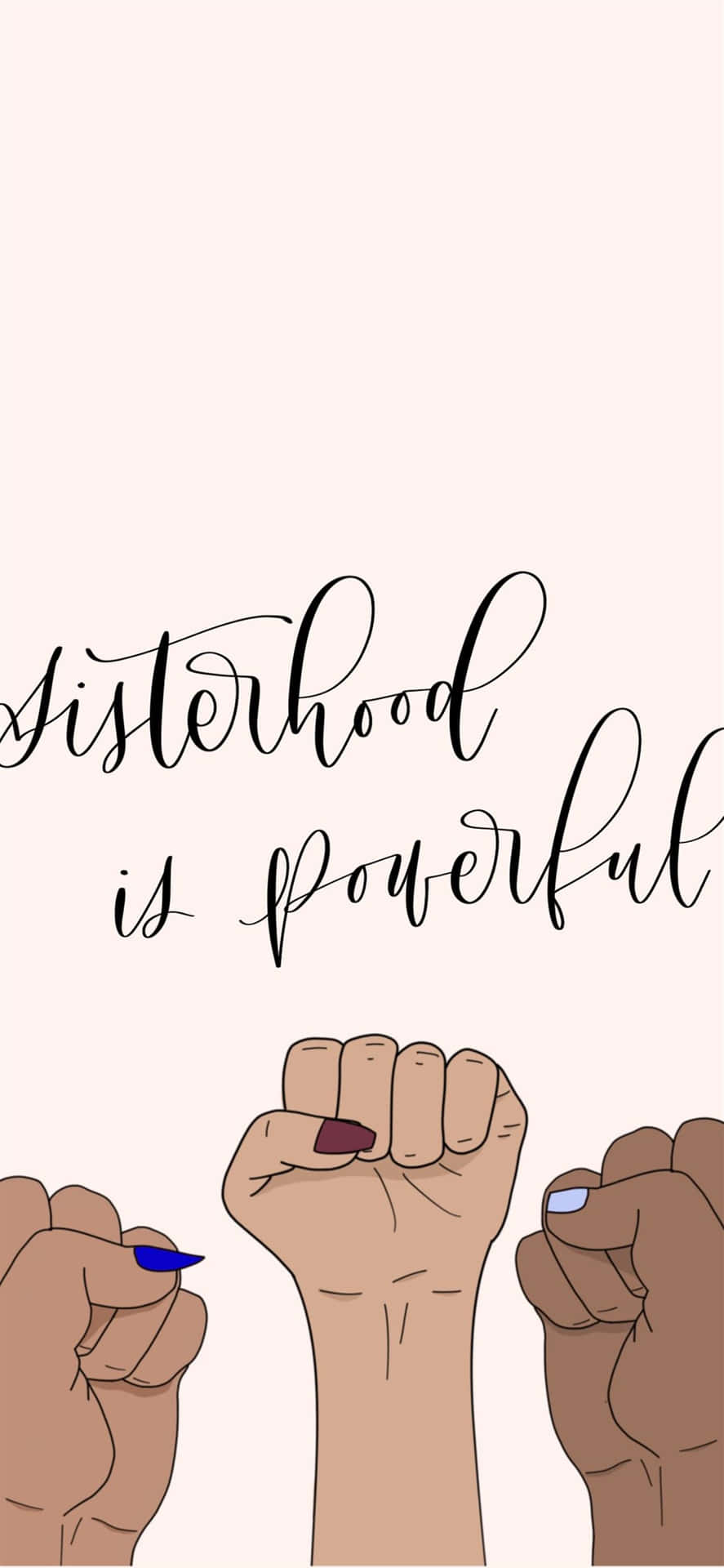 Sisterhood Is Powerful Feminist Illustration Wallpaper