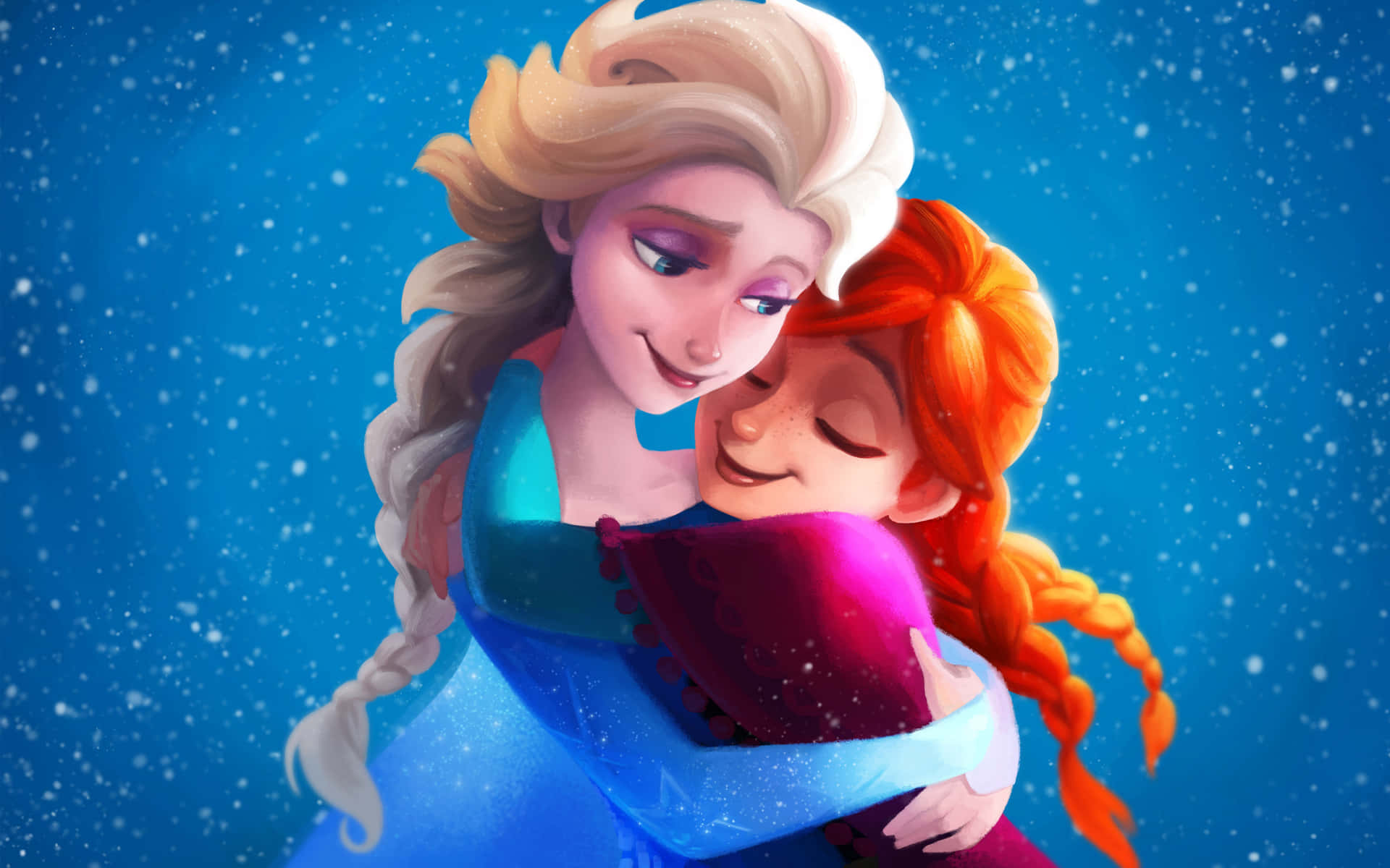 Frozen Sisters billeder dekorerer guldagtige baggrunde.