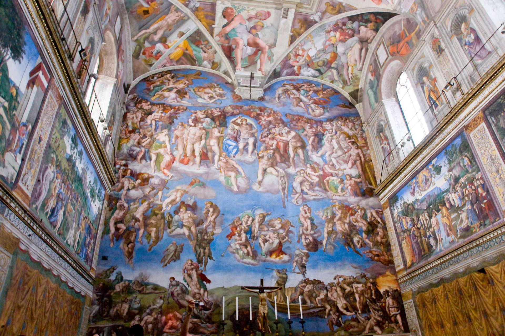 Takmålningeni Sixtinska Kapellet I Vatikanen. Wallpaper