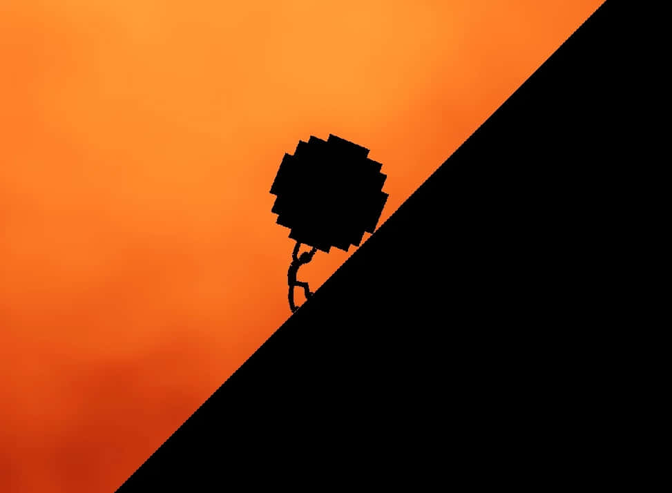 Sisyphus Eeuwige Strijd Silhouet Achtergrond