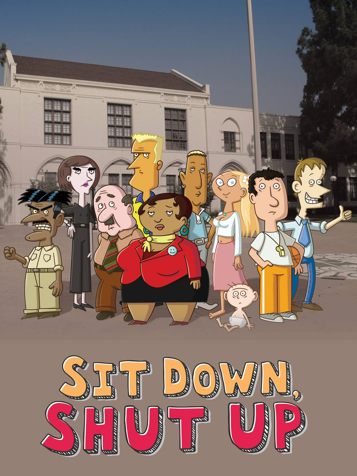 Sit Down Shut Up Characters Outside Wallpaper