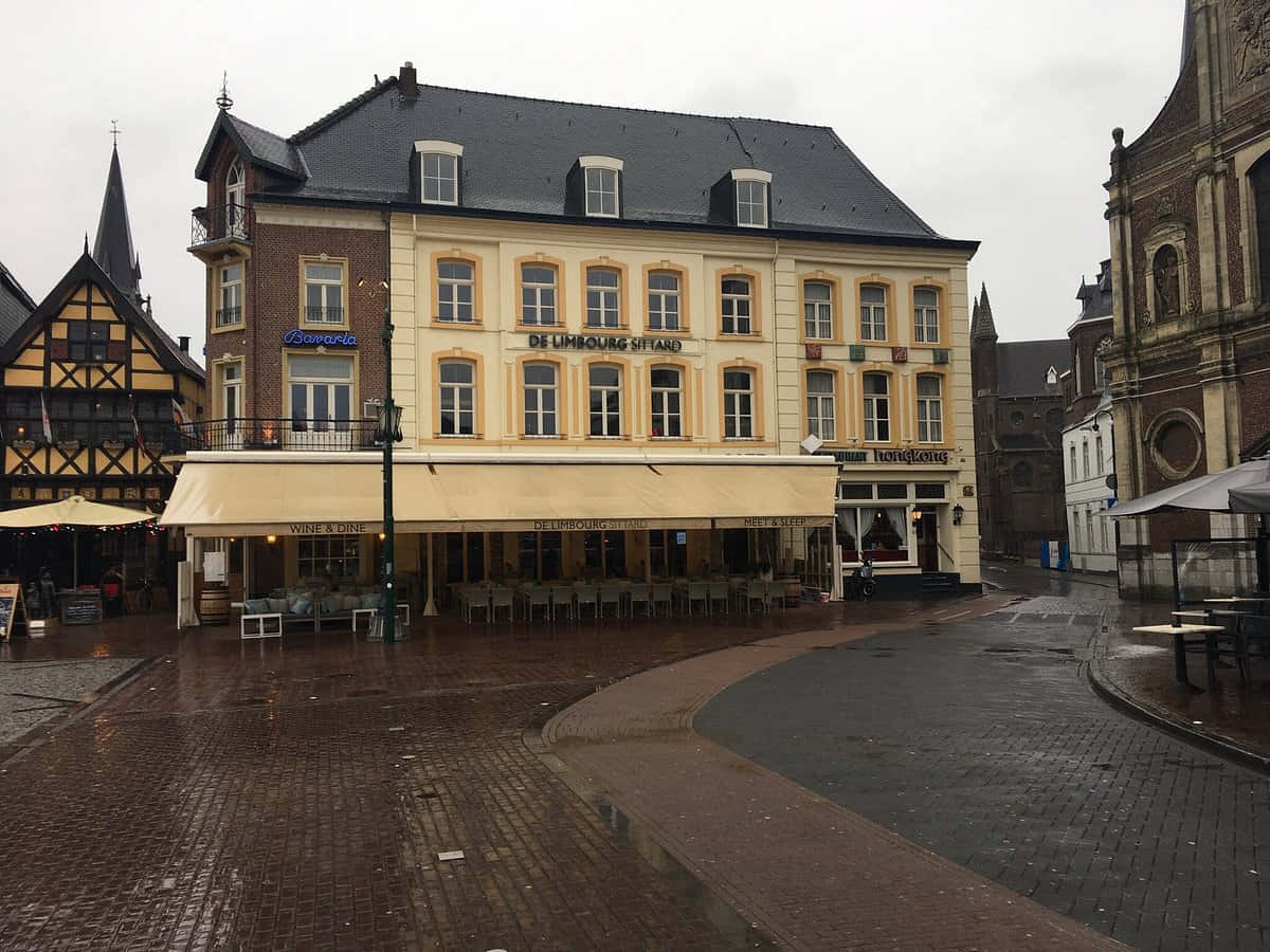 Sittard Markedsplass Regnværsdag Bakgrunnsbildet