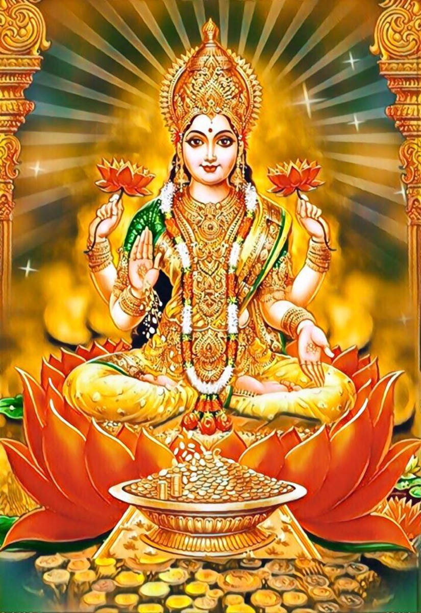 Sitting And Glowing Lakshmi Devi