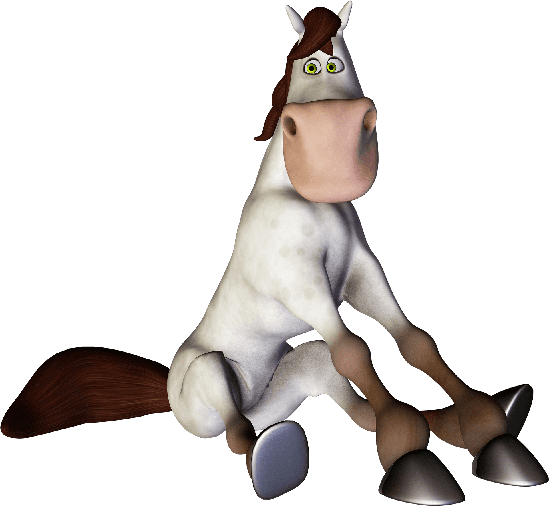 Sitting Cartoon Horse PNG