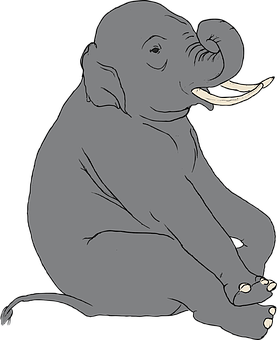 Sitting Elephant Silhouette PNG