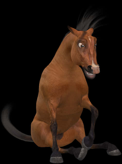 Sitting Horse Cartoon Funny PNG