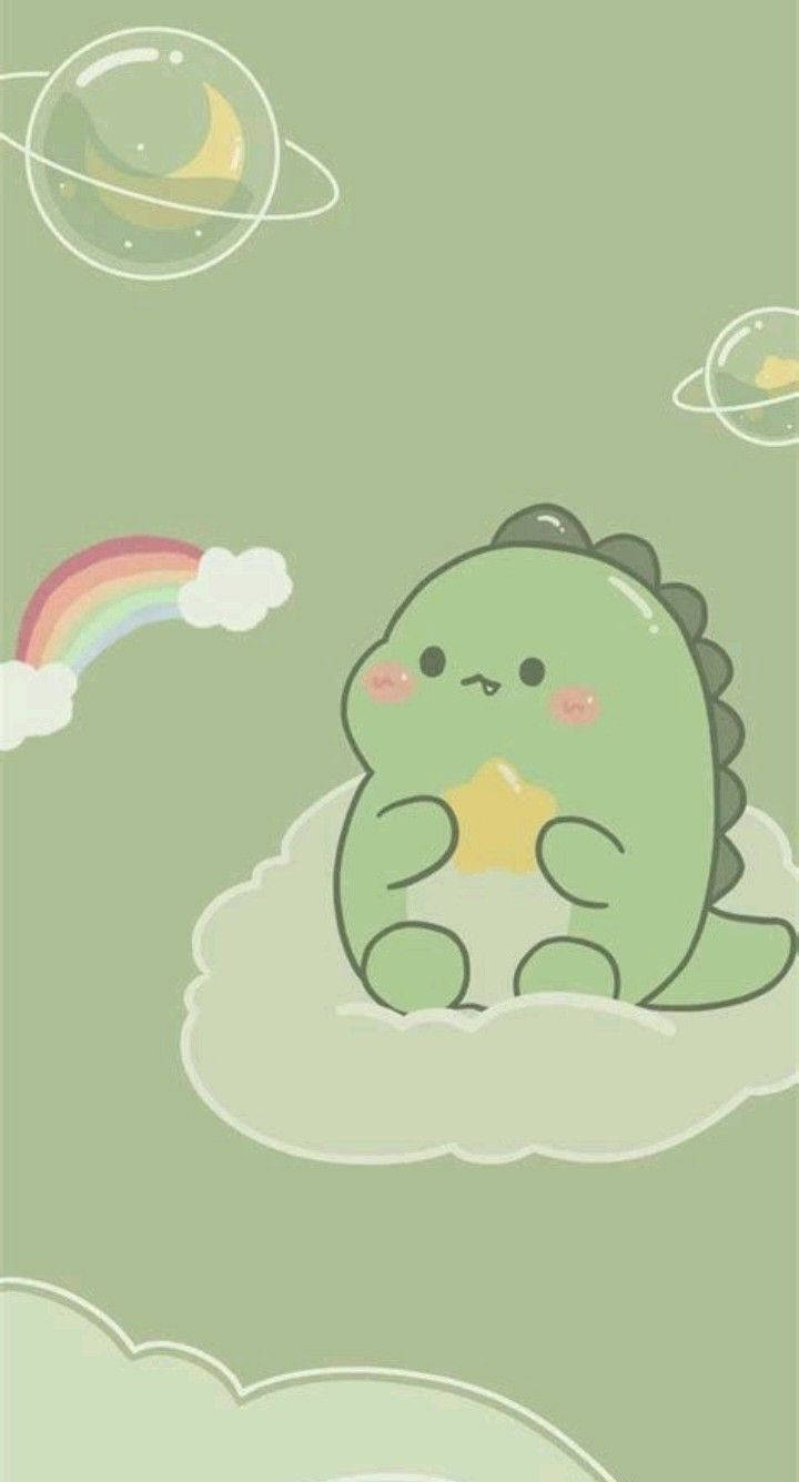 Sitting On A Cloud Dino Kawaii Iphone Picture
